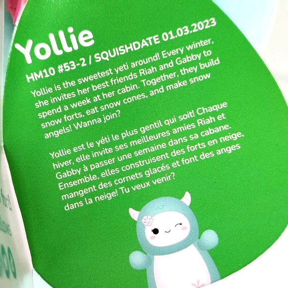 🎄 YOLLIE 🐾 Aqua Yeti Snowflake HugMee Christmas 2023 Original Squishmallow NWT - Picture 4 of 8